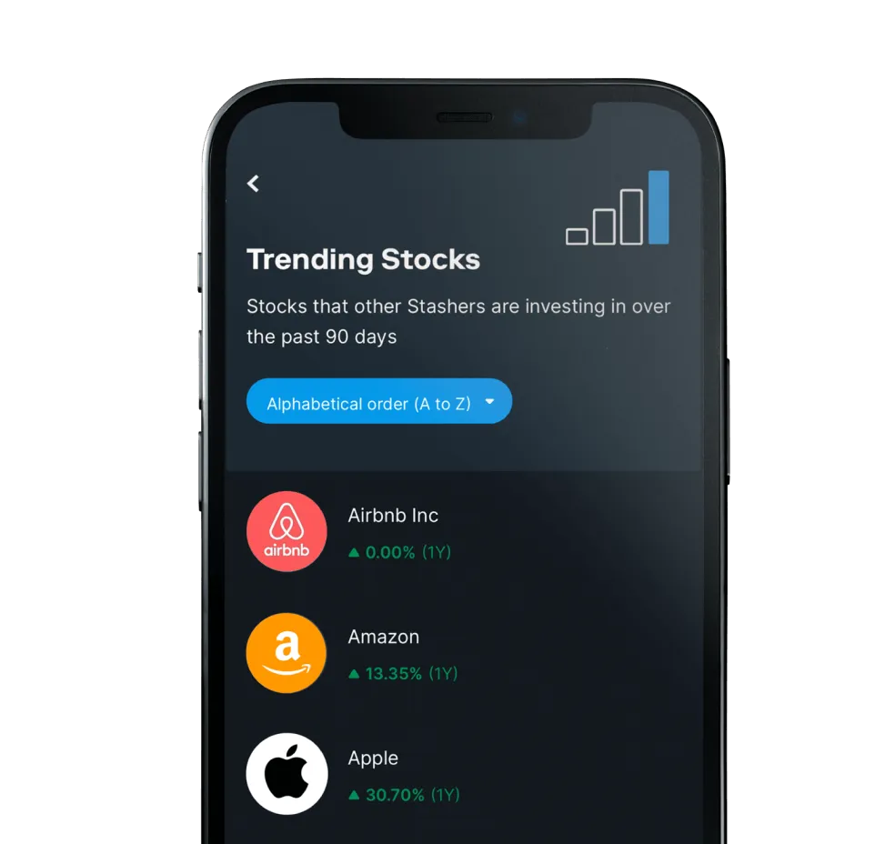 List of trending stocks on Stash.
